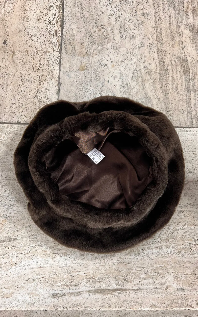 Vintage Brown Faux Fur Sculptural Hat