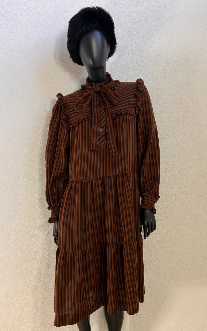Vintage 1970s Yves Saint Laurent Rive Gauche Striped Prairie Dress