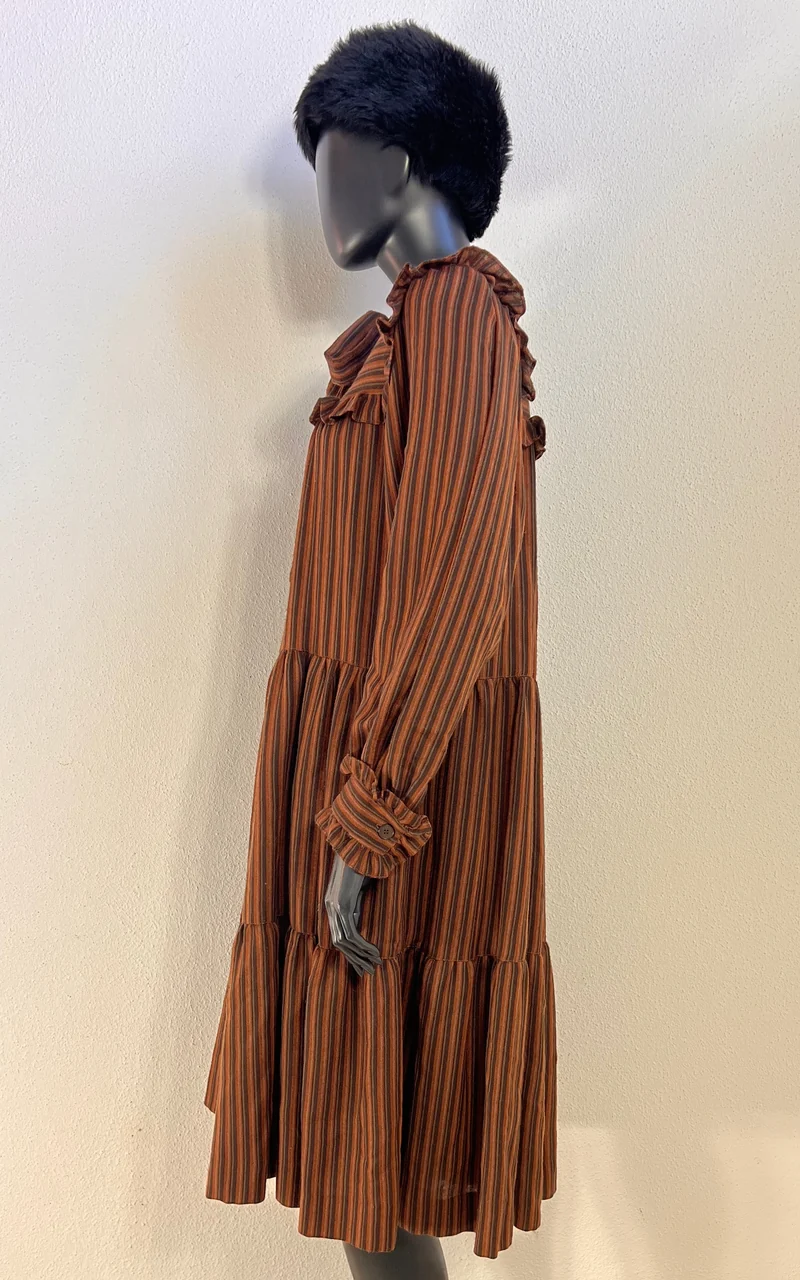 Vintage 1970s Yves Saint Laurent Rive Gauche Striped Prairie Dress