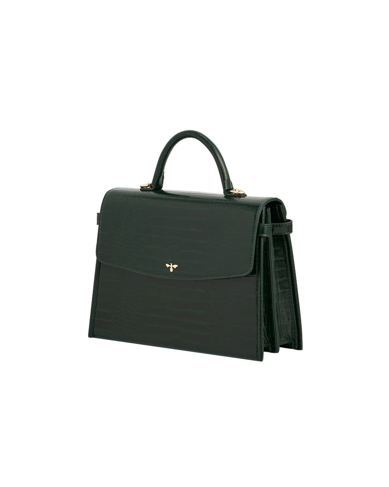 Eliza Top Handle Bag in Forest Green Croc