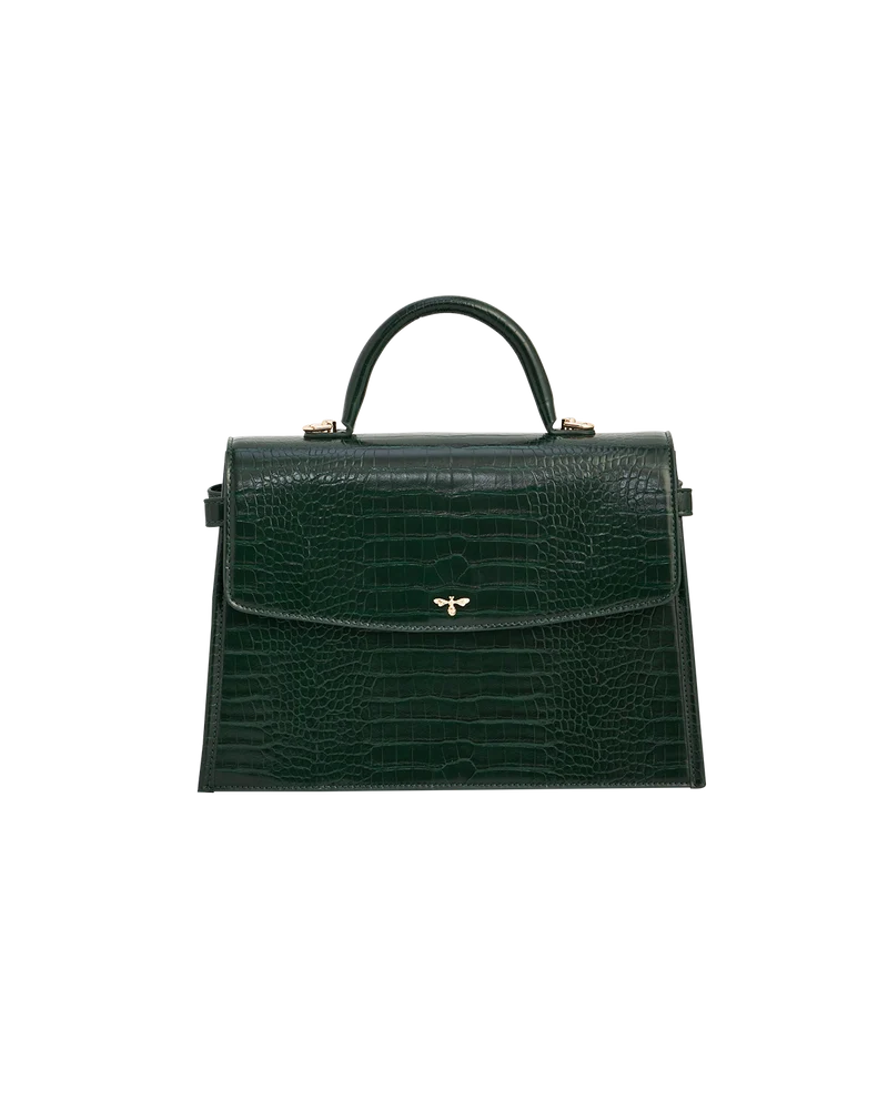 Eliza Top Handle Bag in Forest Green Croc