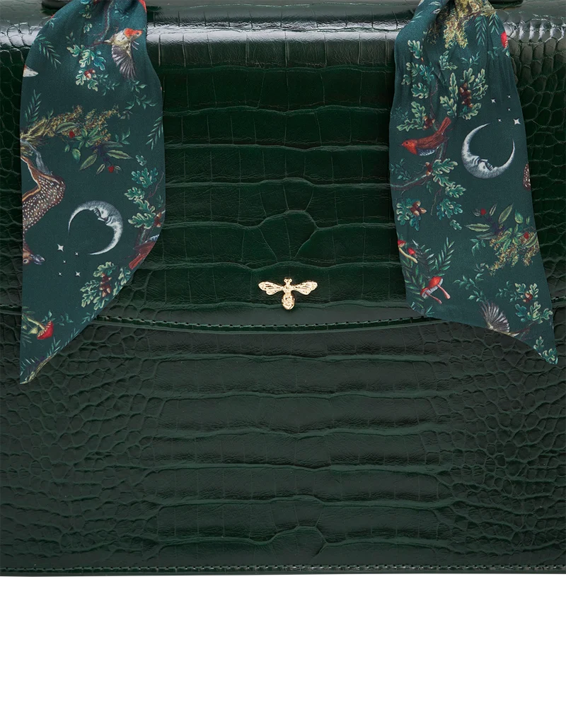 Eliza Top Handle Bag in Forest Green Croc
