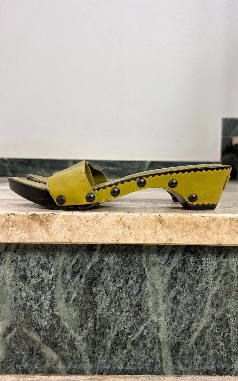Vintage Yves Saint Laurent Rive Gauche Studded Leather Mules 37
