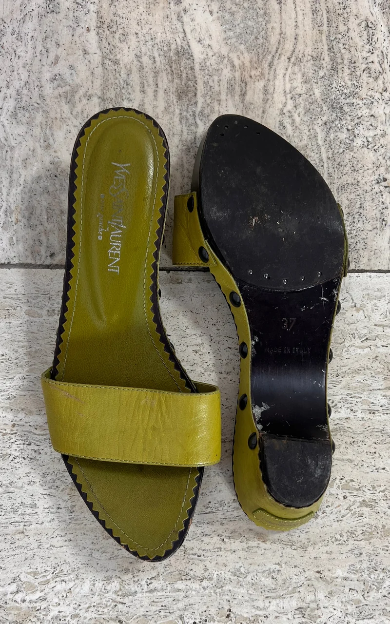 Vintage Yves Saint Laurent Rive Gauche Studded Leather Mules 37