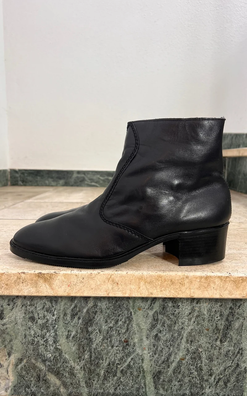 Vintage MENS Gallus Black Leather Ankle Boots – Made in West Germany - 41