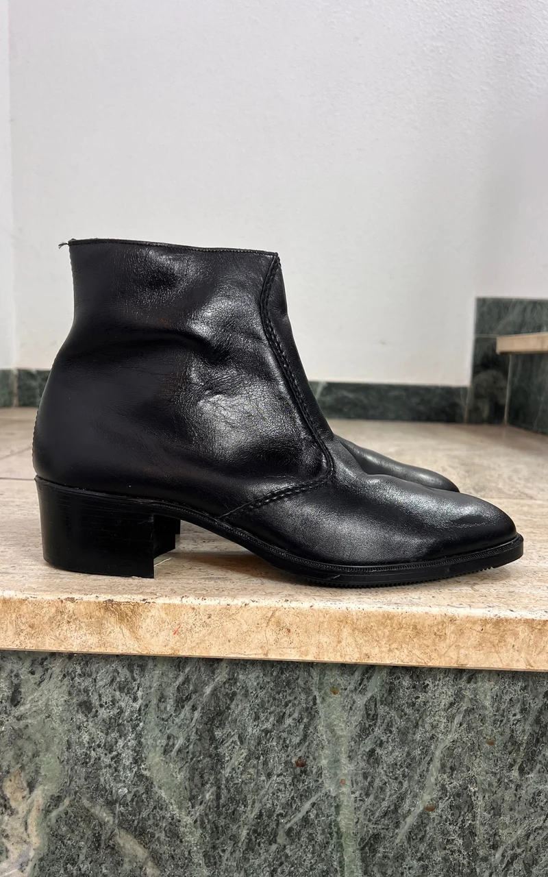 Vintage MENS Gallus Black Leather Ankle Boots – Made in West Germany - 41