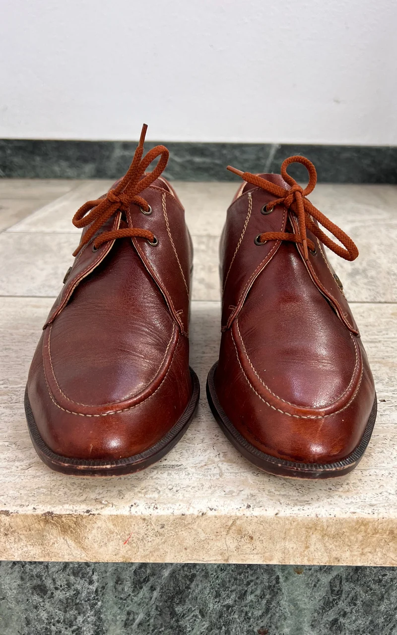 Vintage MENS 1970s Helix Brown Leather Lace-Up Shoes 43