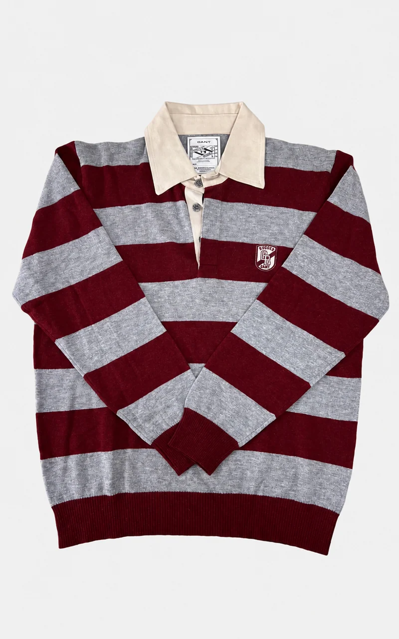 Vintage MENS GANT Rugger Striped Wool Rugby Sweater