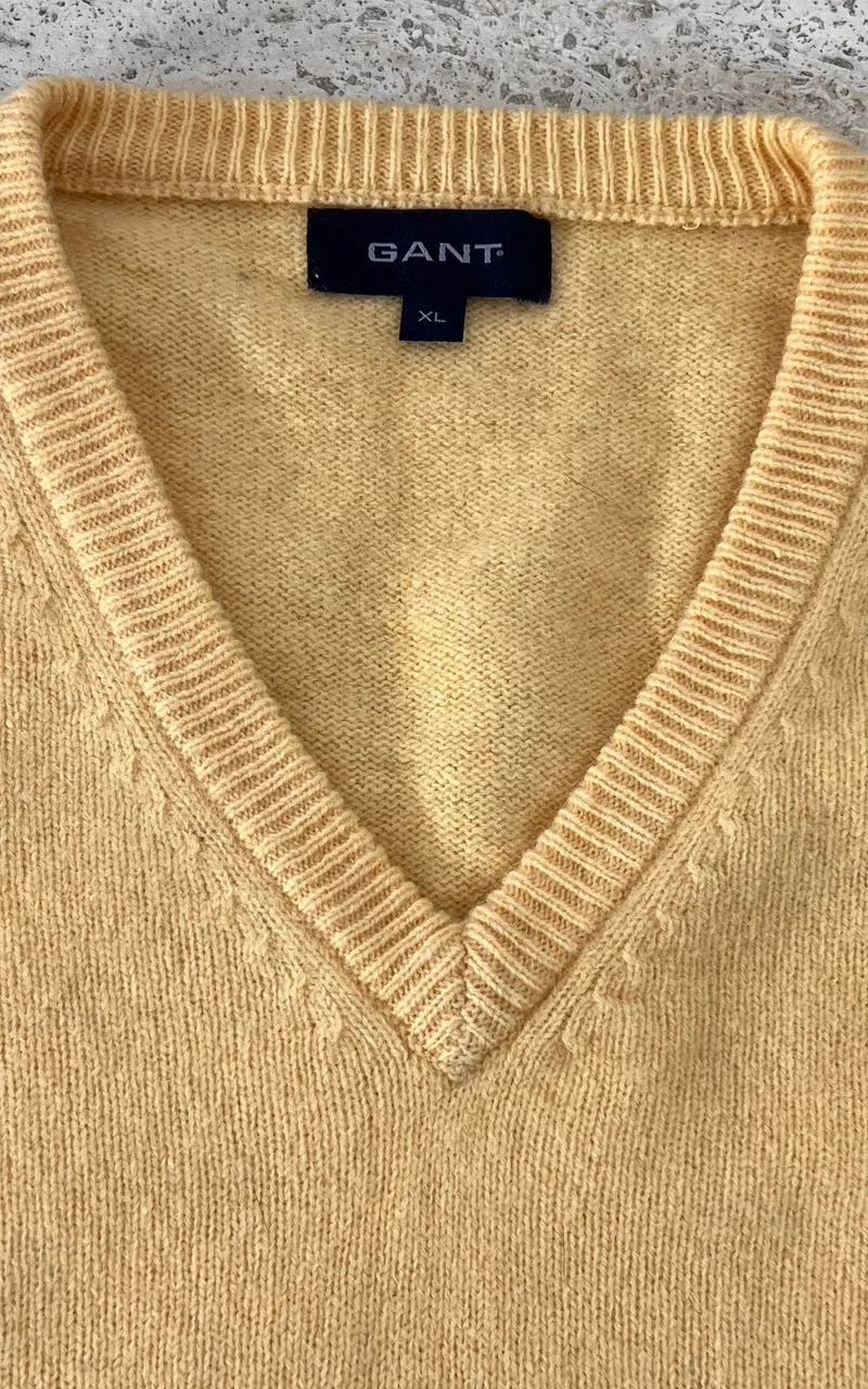 Vintage MENS GANT 100% Lambswool V-Neck Sweater – Size XL
