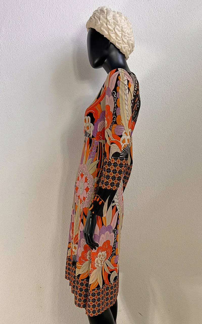 Vintage 1970s Arnel Psychedelic Floral Dress
