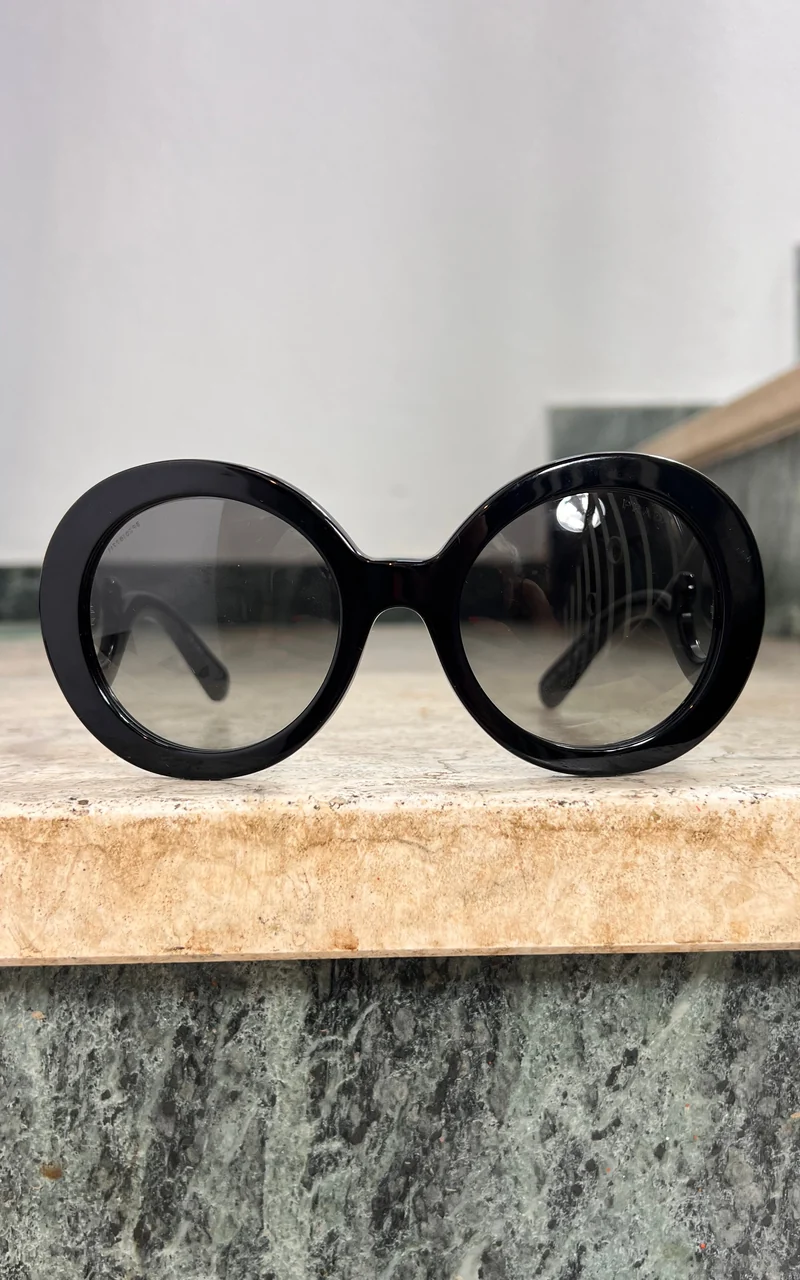 2015 Prada Baroque Oversized Round Sunglasses – Black
