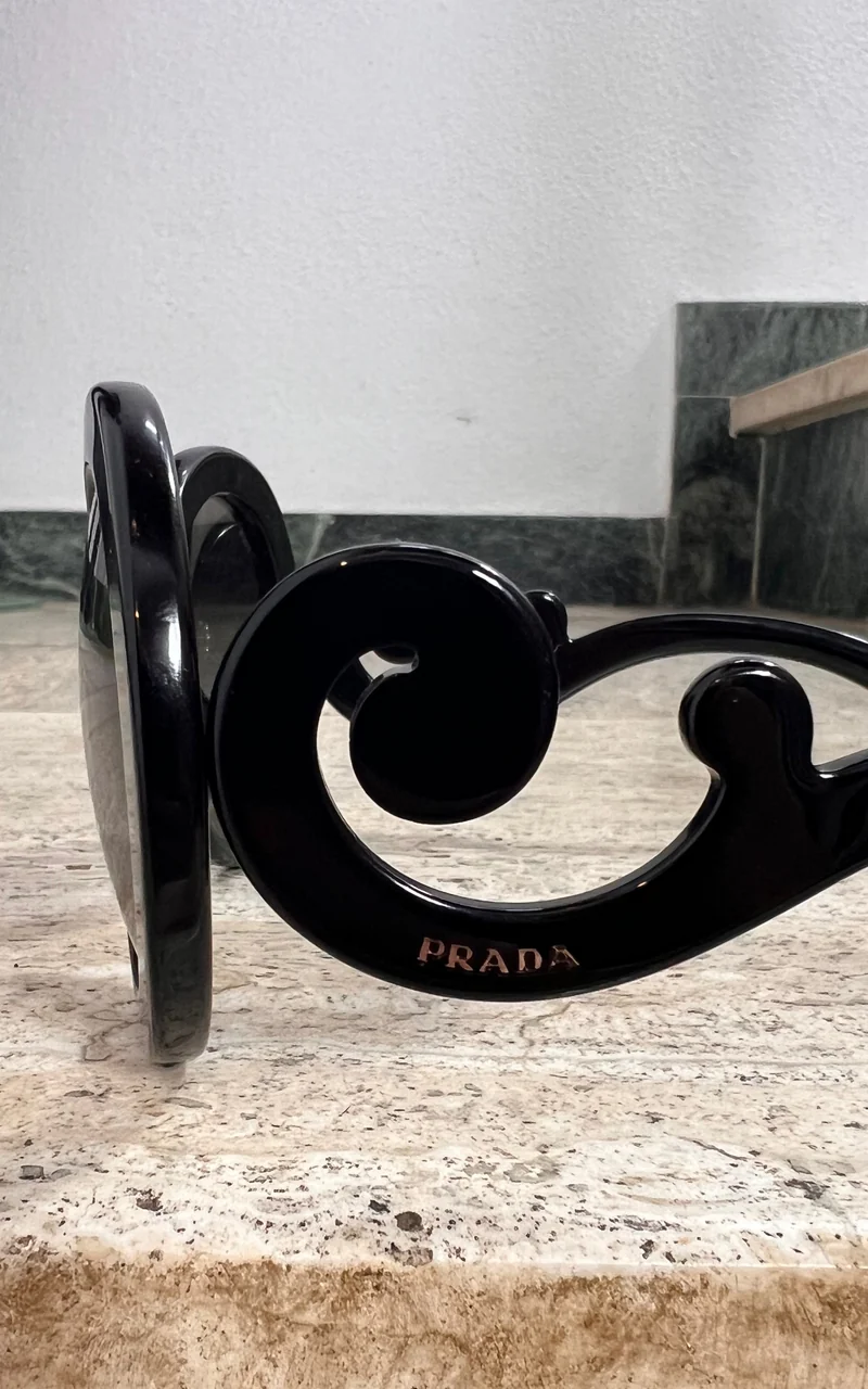 2015 Prada Baroque Oversized Round Sunglasses – Black