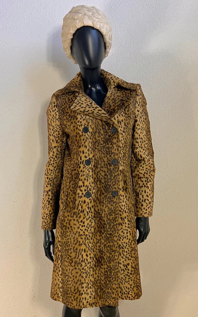 Vintage 90s Kookai leopard-print faux-fur coat
