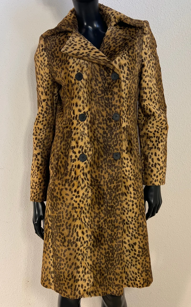 Vintage 90s Kookai leopard-print faux-fur coat