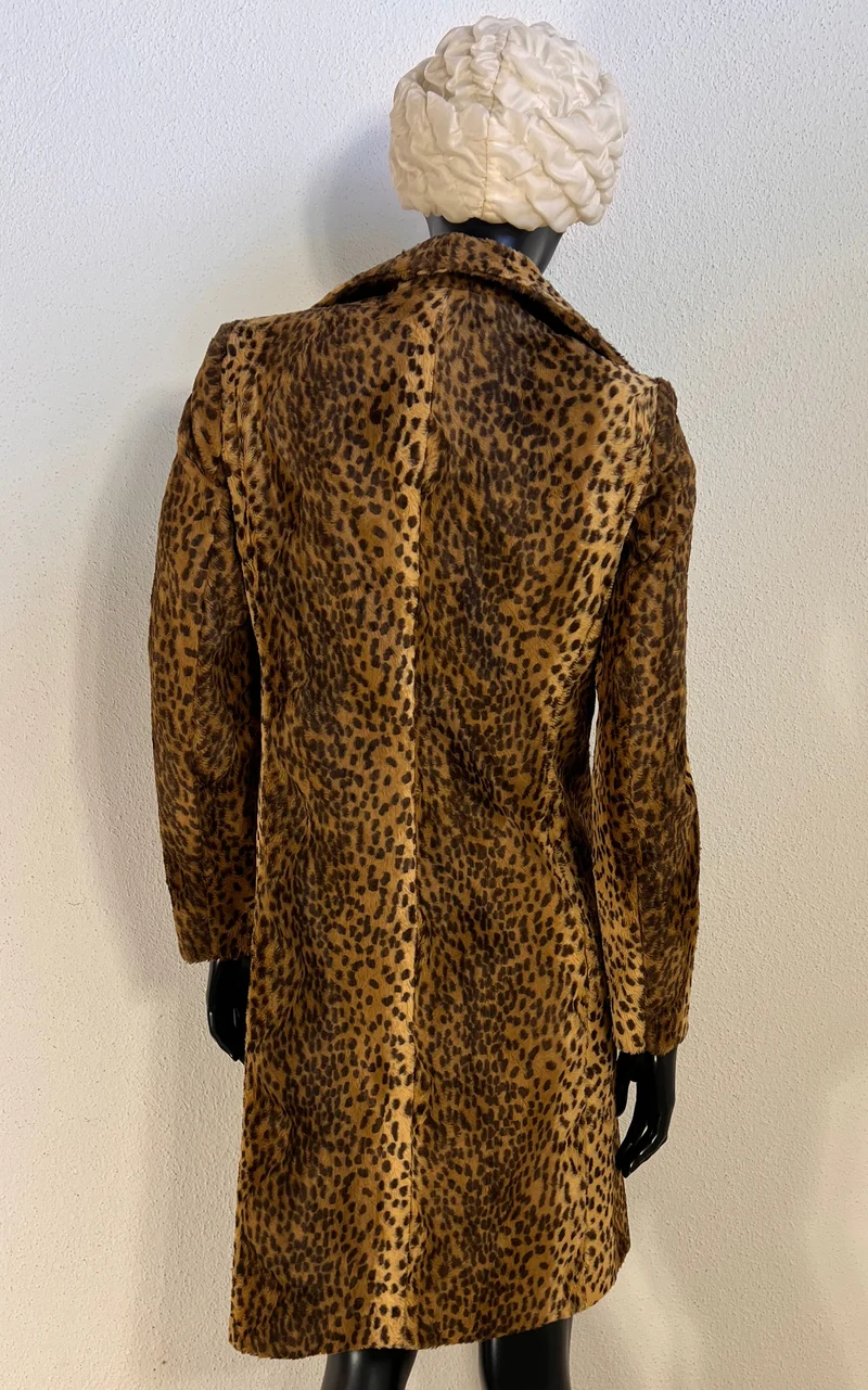 Vintage 90s Kookai leopard-print faux-fur coat
