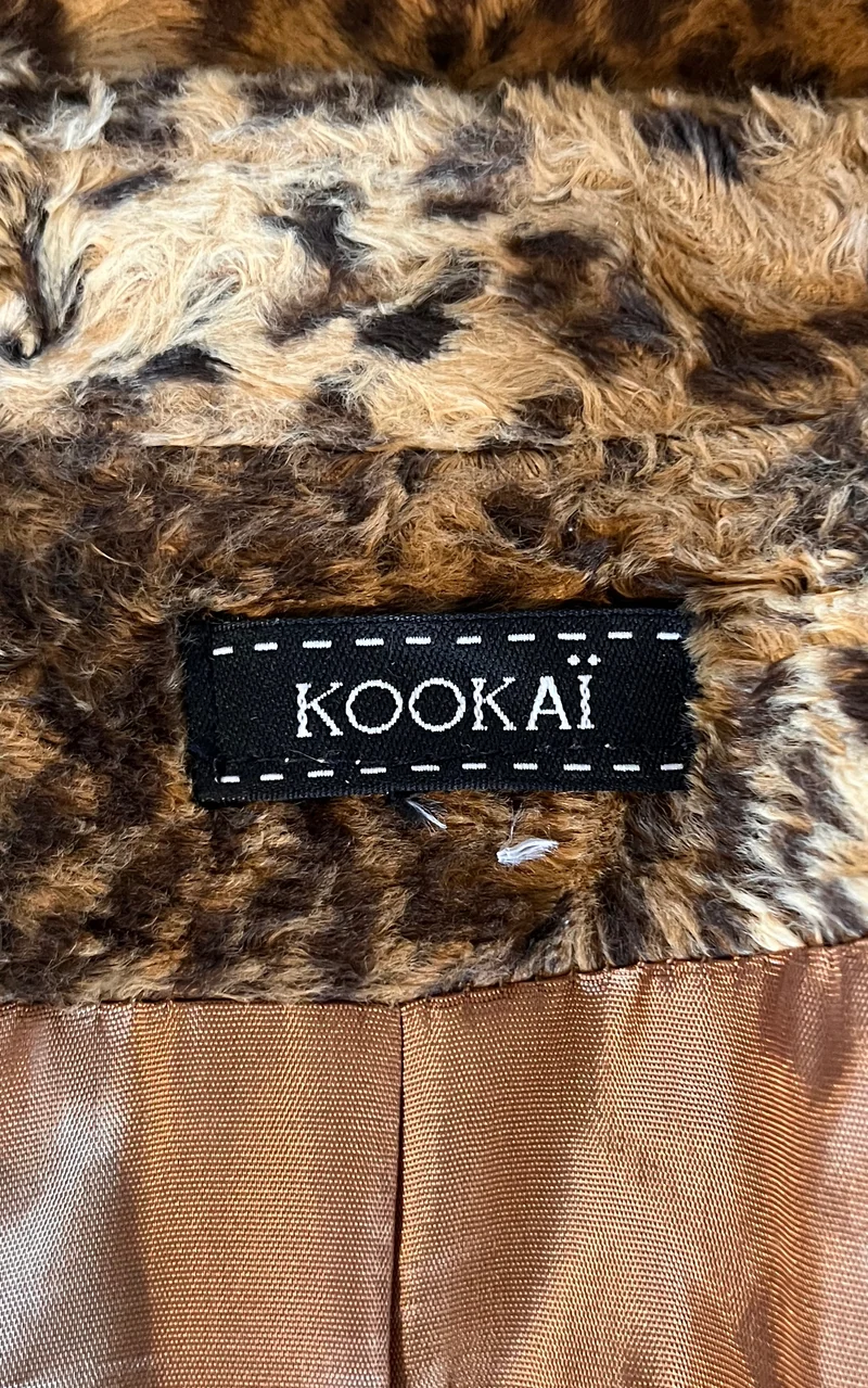 Vintage 90s Kookai leopard-print faux-fur coat