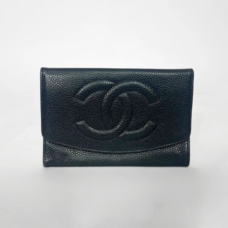 Chanel Geldbörse Mittelgroß Kaviarleder