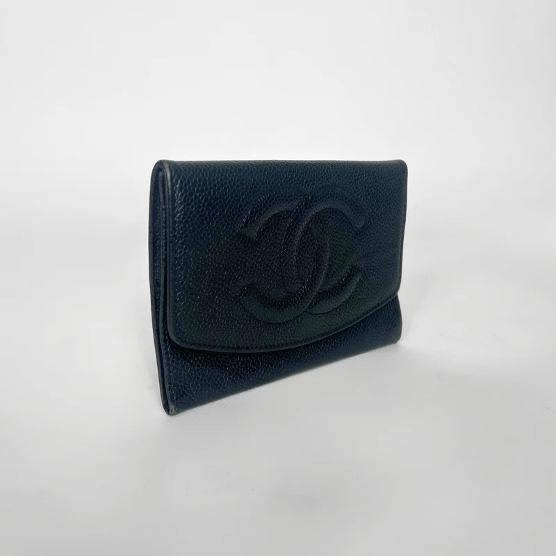 Chanel Geldbörse Mittelgroß Kaviarleder