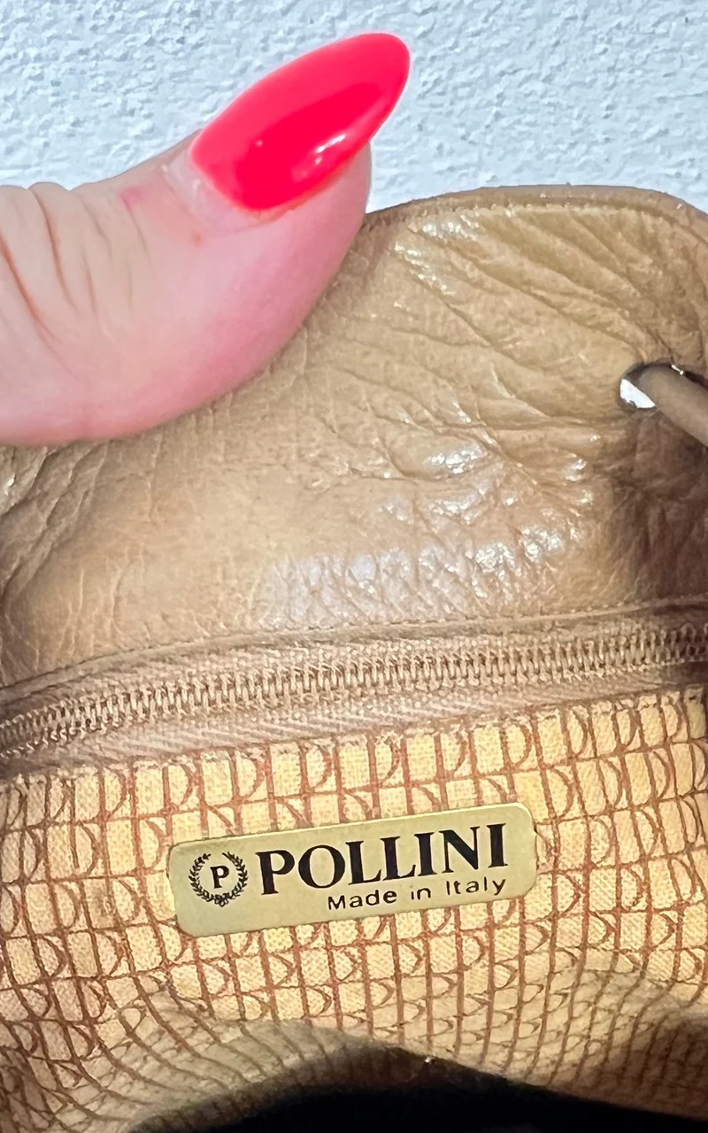 Vintage 70s Pollini Leather Drawstring Bucket Bag