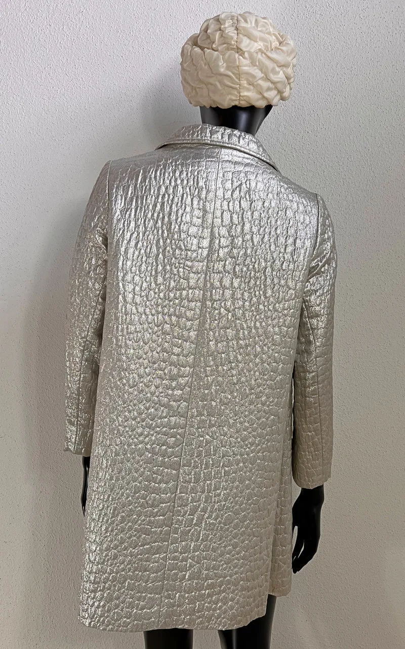 Rare 1960s FOUKS Paris Silver Metallic Space Age Cocktail Coat