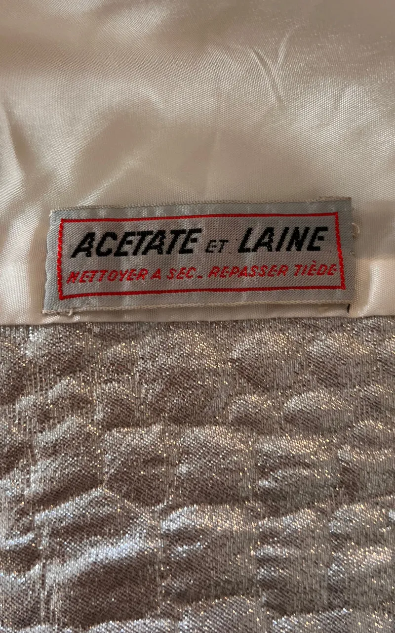 Rare 1960s FOUKS Paris Silver Metallic Space Age Cocktail Coat
