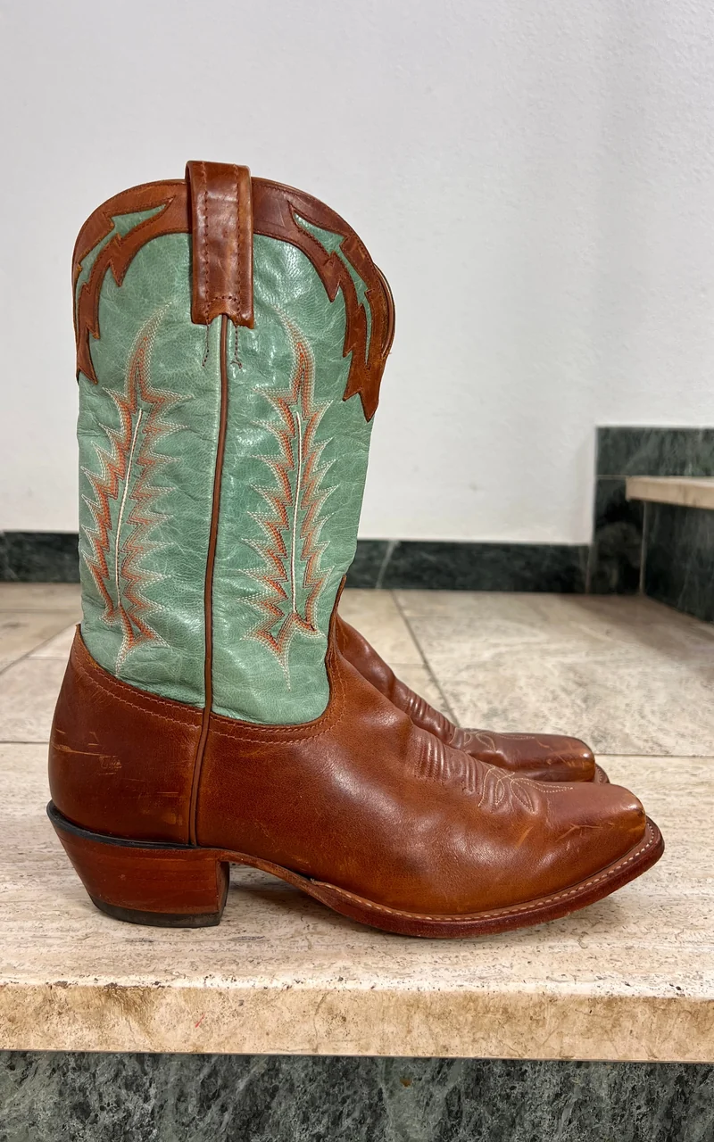 Vintage Tony Lama Two-Tone Leather Cowboy Boots 39 – Made in USA