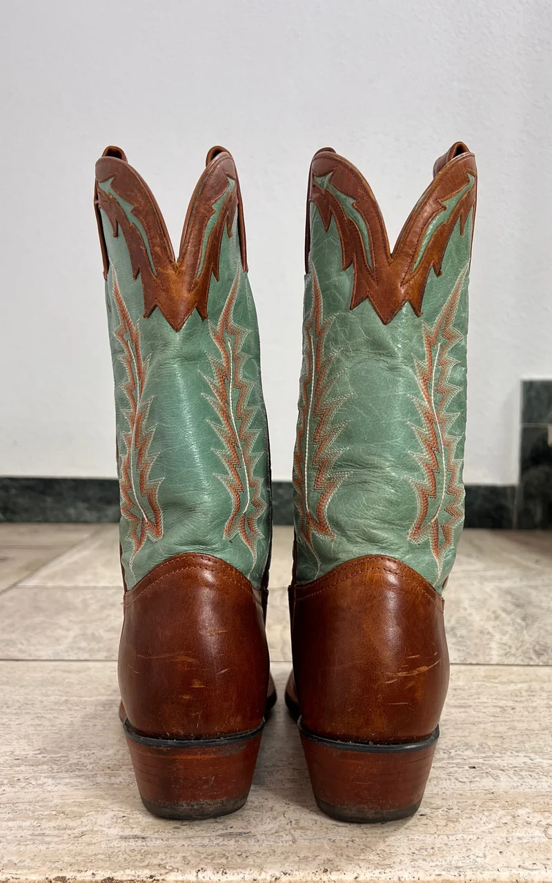 Vintage Tony Lama Two-Tone Leather Cowboy Boots 39 – Made in USA