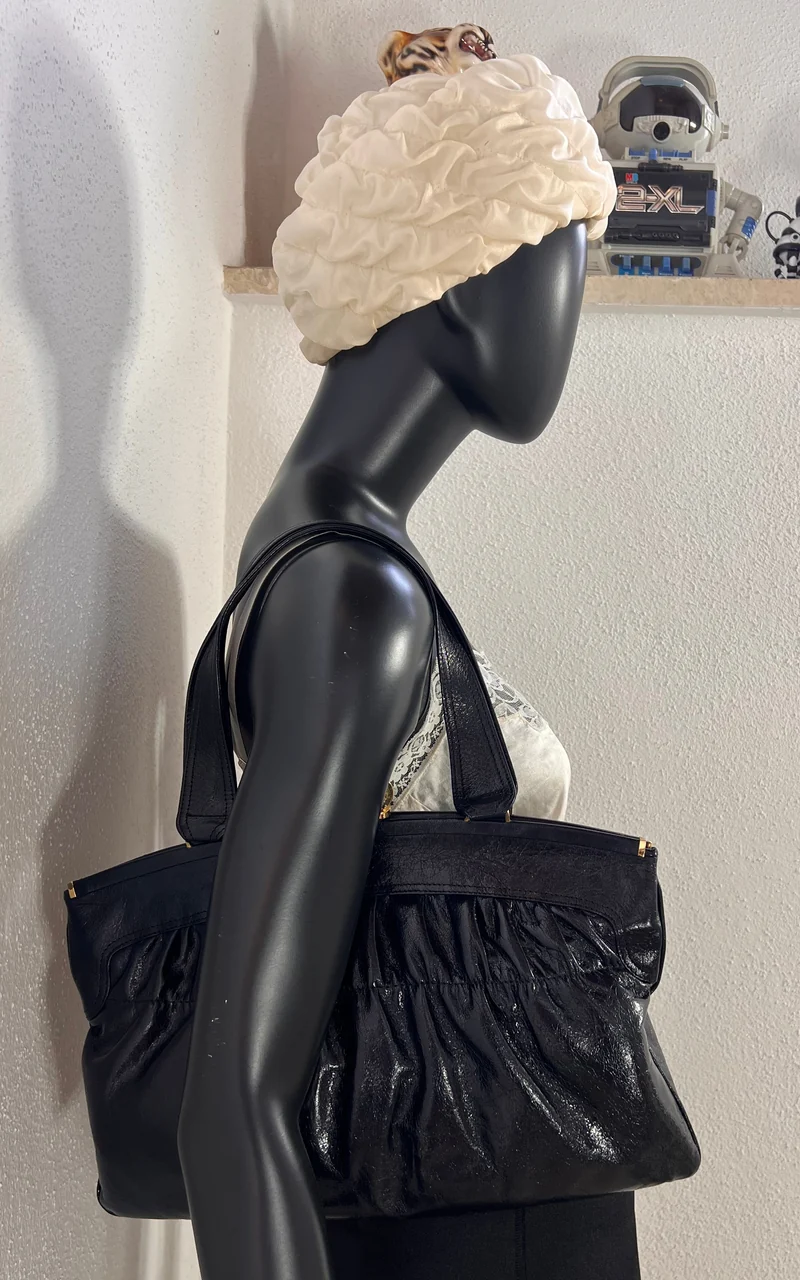 Vintage 70s Pistore Dark Blue Leather Handbag