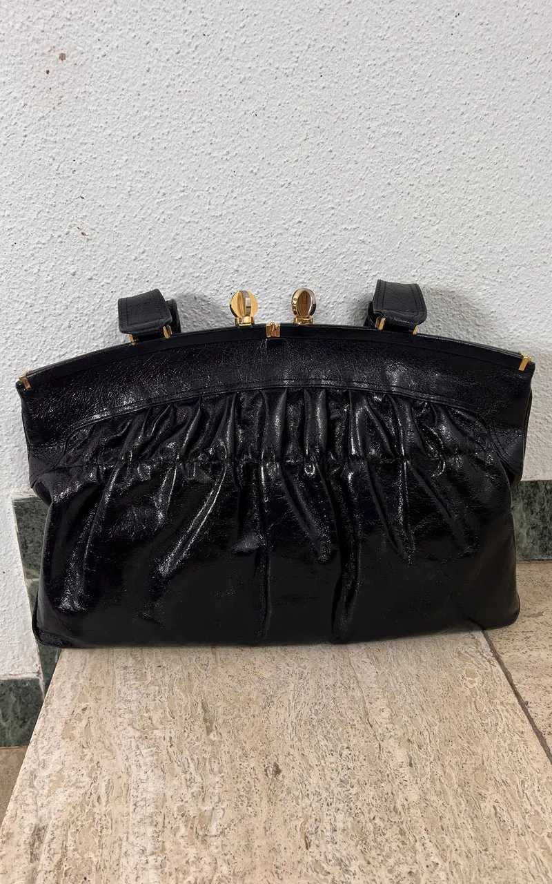 Vintage 70s Pistore Dark Blue Leather Handbag