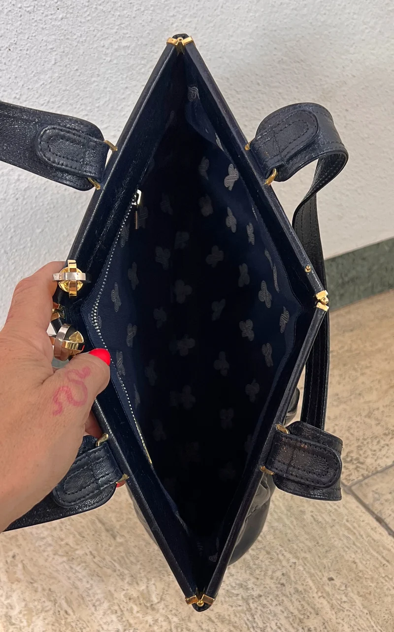 Vintage 70s Pistore Dark Blue Leather Handbag