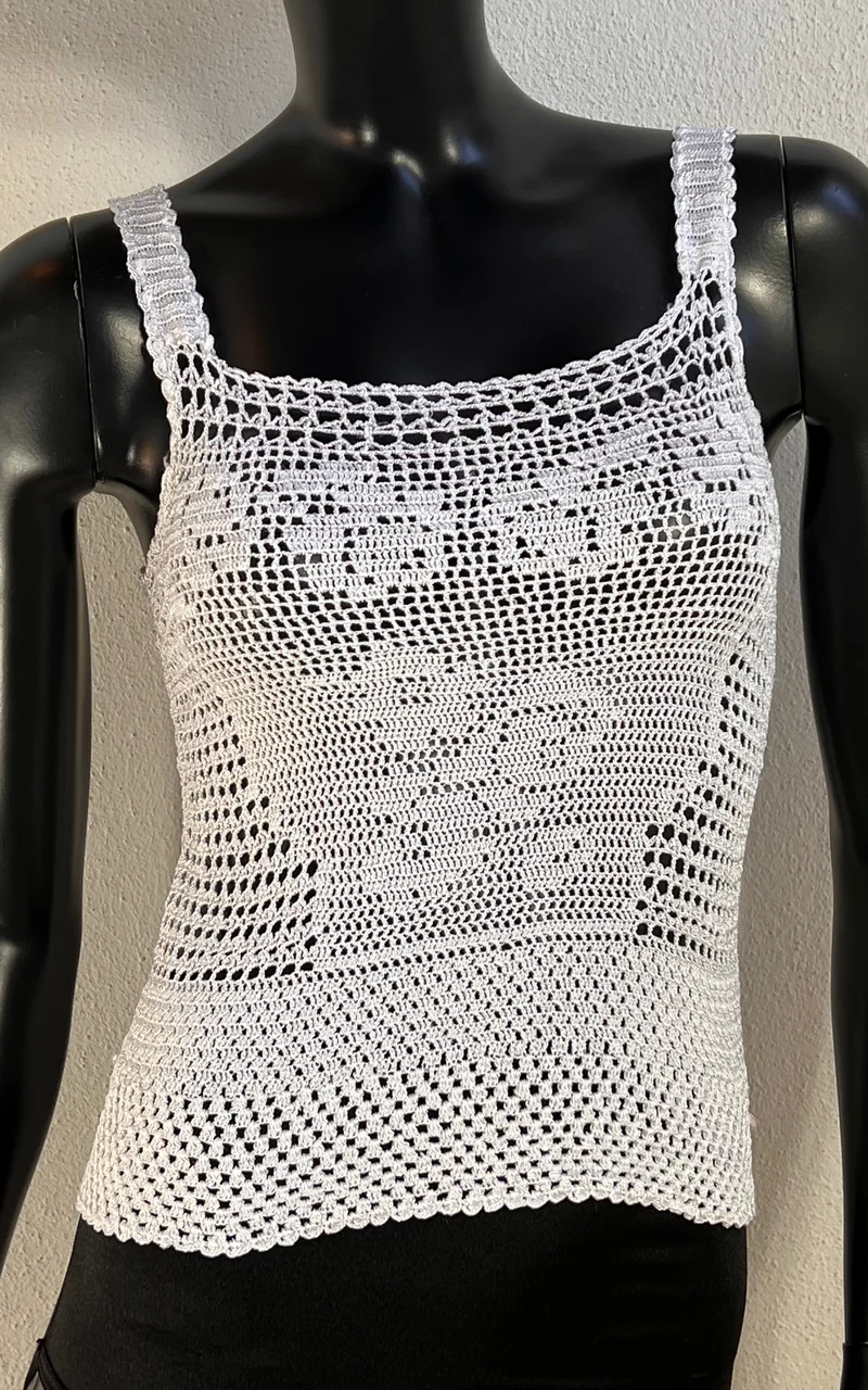 Vintage Handmade Silk Crochet Top