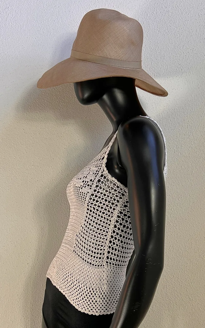 Vintage Handmade Silk Crochet Top