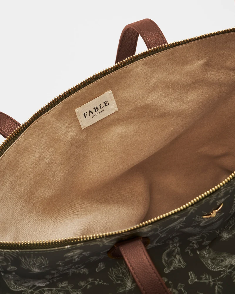 Edith Orla Scene Print Tote Bag in Khaki
