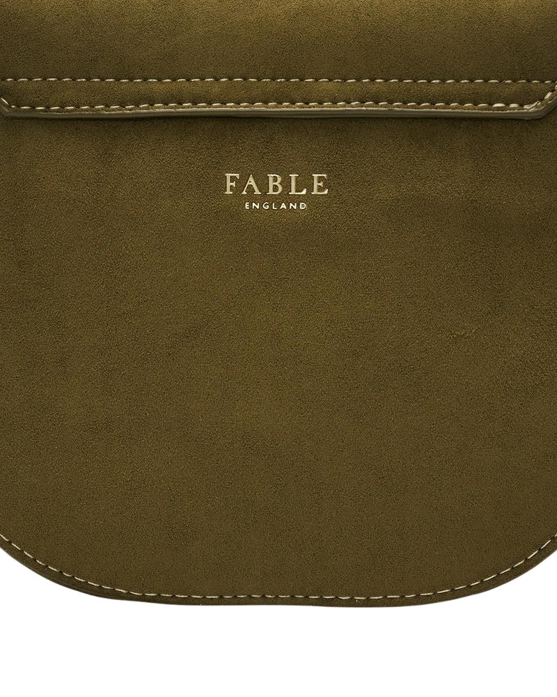 Beth Faux Suede Saddle Bag in Khaki