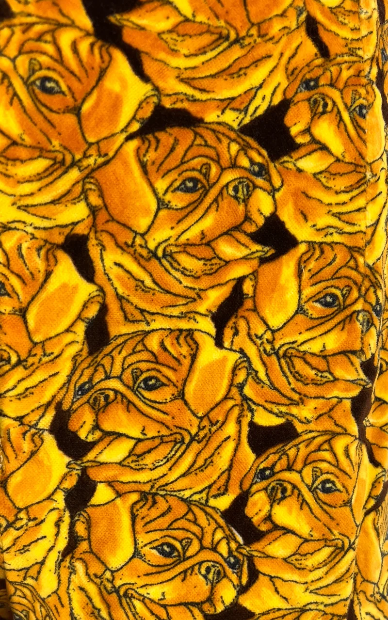 Super Rare ESCADA by Margaretha Ley Velvet Dog Pug Print Trousers