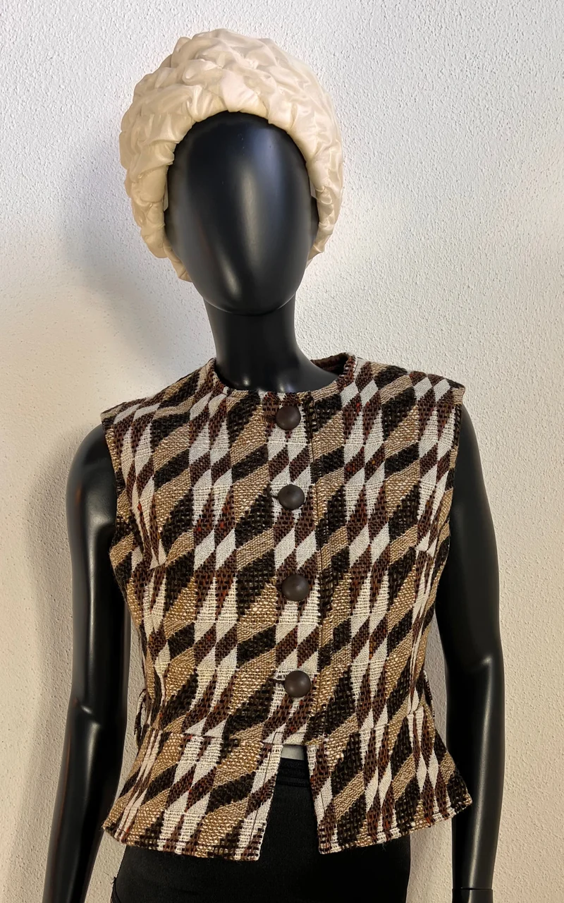 1960s Lalonde Paris Haute Couture Woven Vest with Velvet Belt