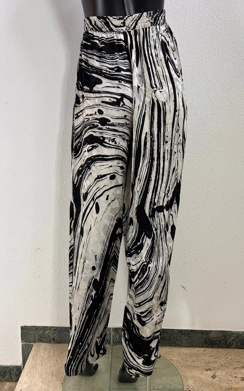 Vintage ESCADA by Margaretha Ley 100% Silk Abstract Marbled Print Trousers