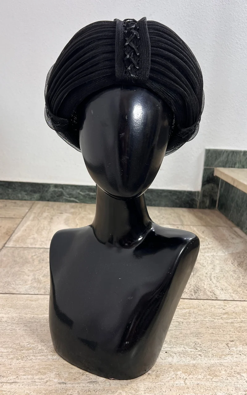 Vintage Black Sculptural Pillbox Hat – Made in Switzerland
