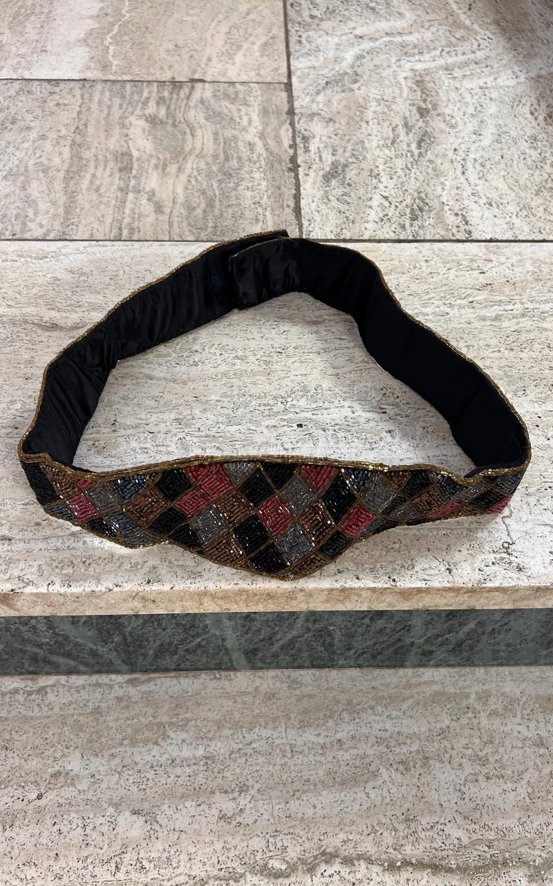 Vintage Hand-Beaded Wide Waist Belt
