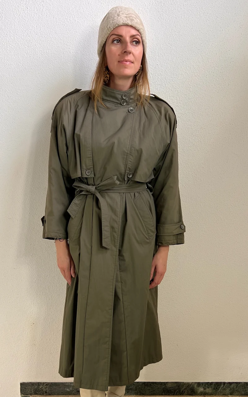 Vintage 1980s Olive Green Trench Coat