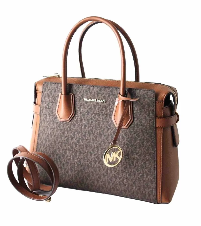 Michael Kors Crossbody Tasche Damen Mercer Medium Logo Accordion Braun 35F2GM9S8B