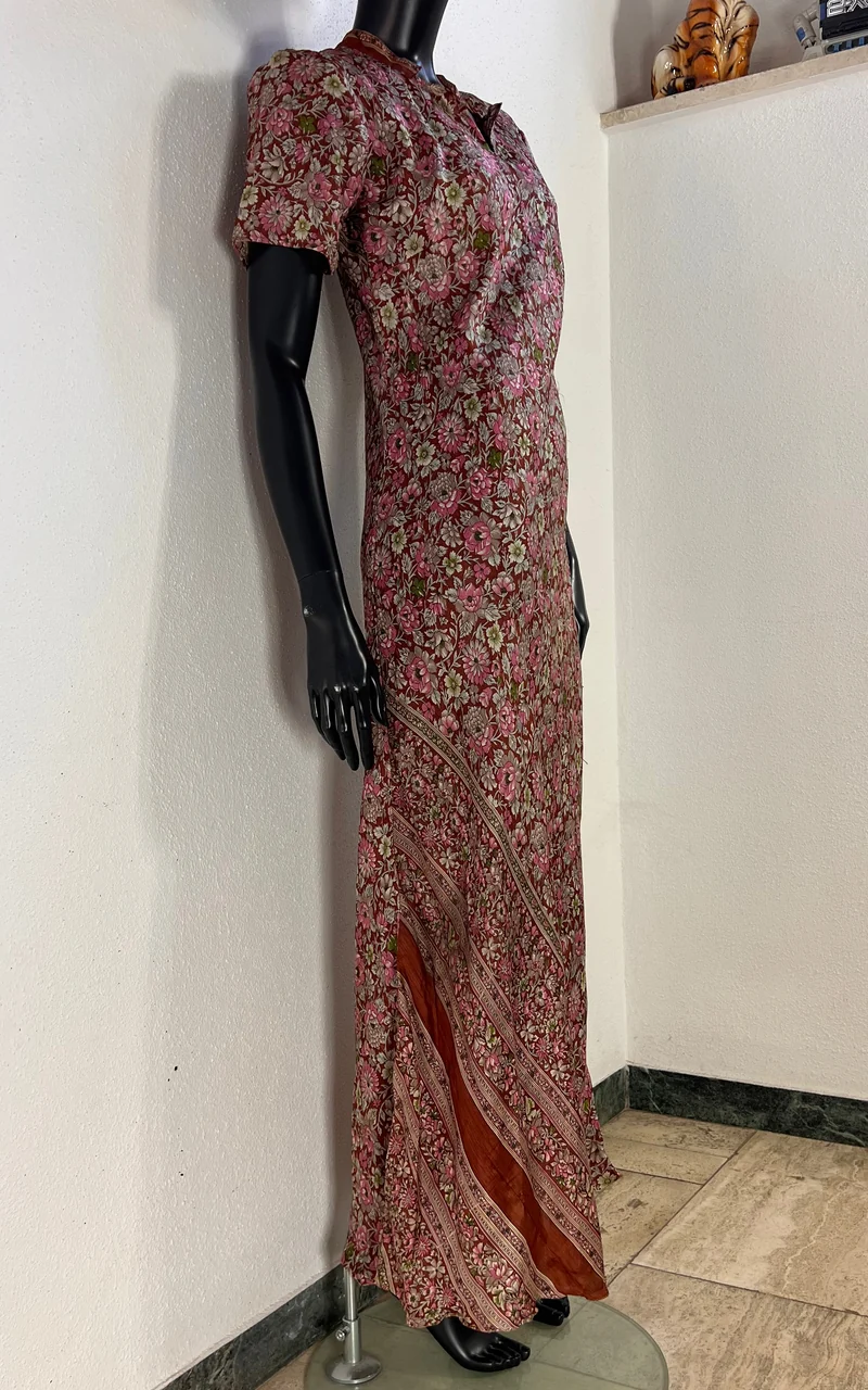 Recycled Sari-Silk Maxi Bias Cut Dress
