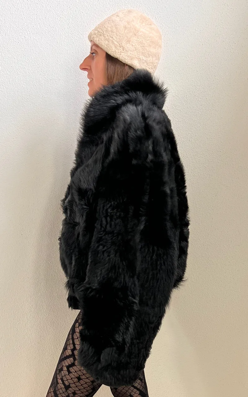 Reworked Curly Lamb Shearling Jacket Black