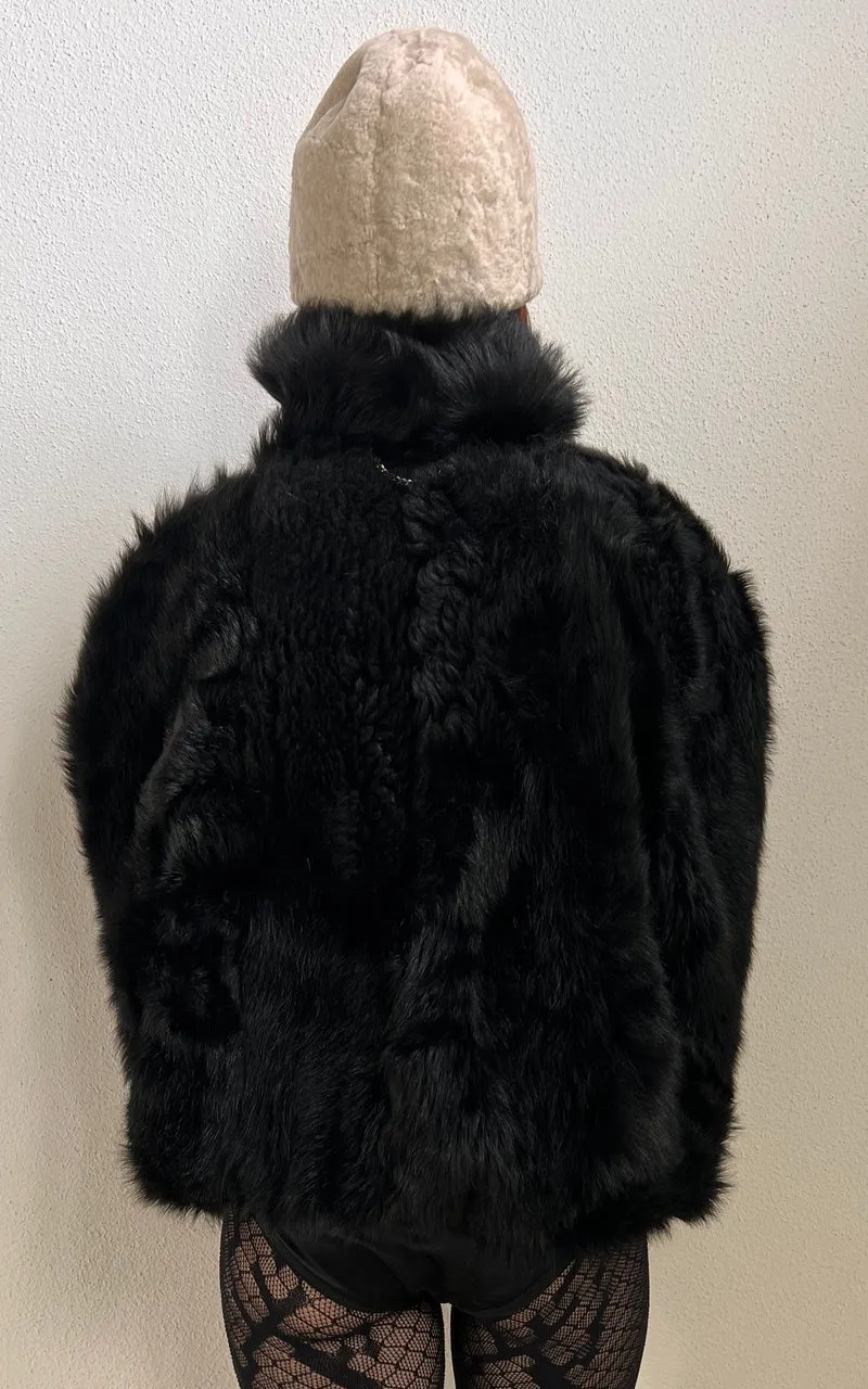 Reworked Curly Lamb Shearling Jacket Black