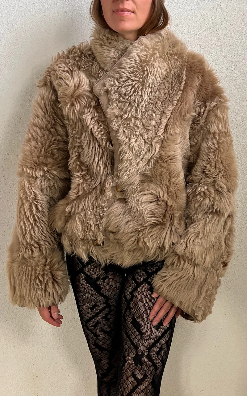 Reworked Curly Lamb Shearling Jacket
