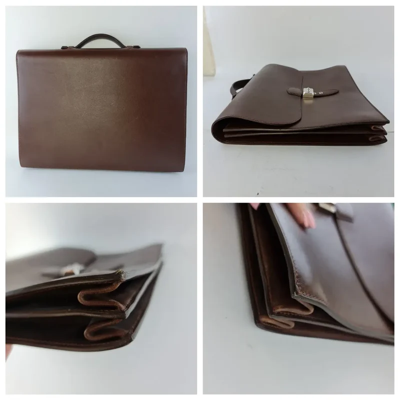 Hermes Brown Leather Sac a Depeche 40 Briefcase Bag G Square (2003)
