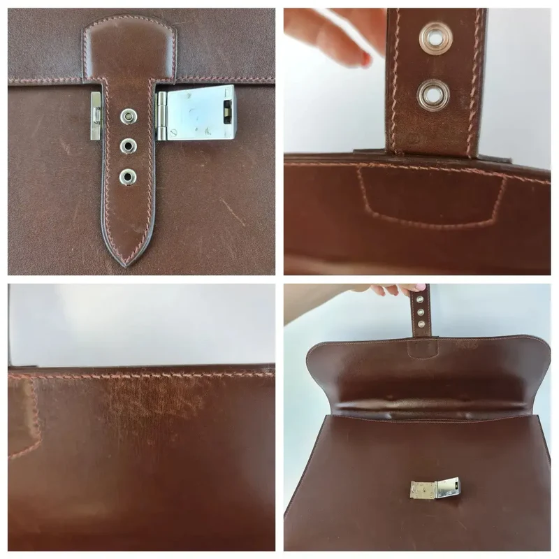 Hermes Brown Leather Sac a Depeche 40 Briefcase Bag G Square (2003)