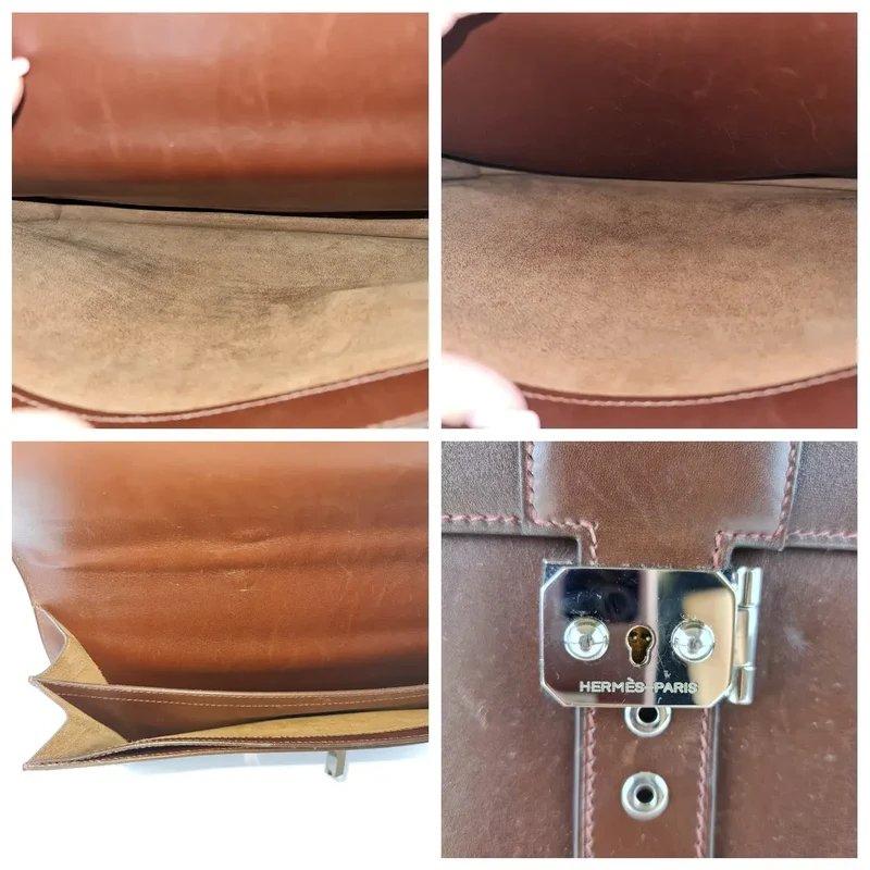 Hermes Brown Leather Sac a Depeche 40 Briefcase Bag G Square (2003)
