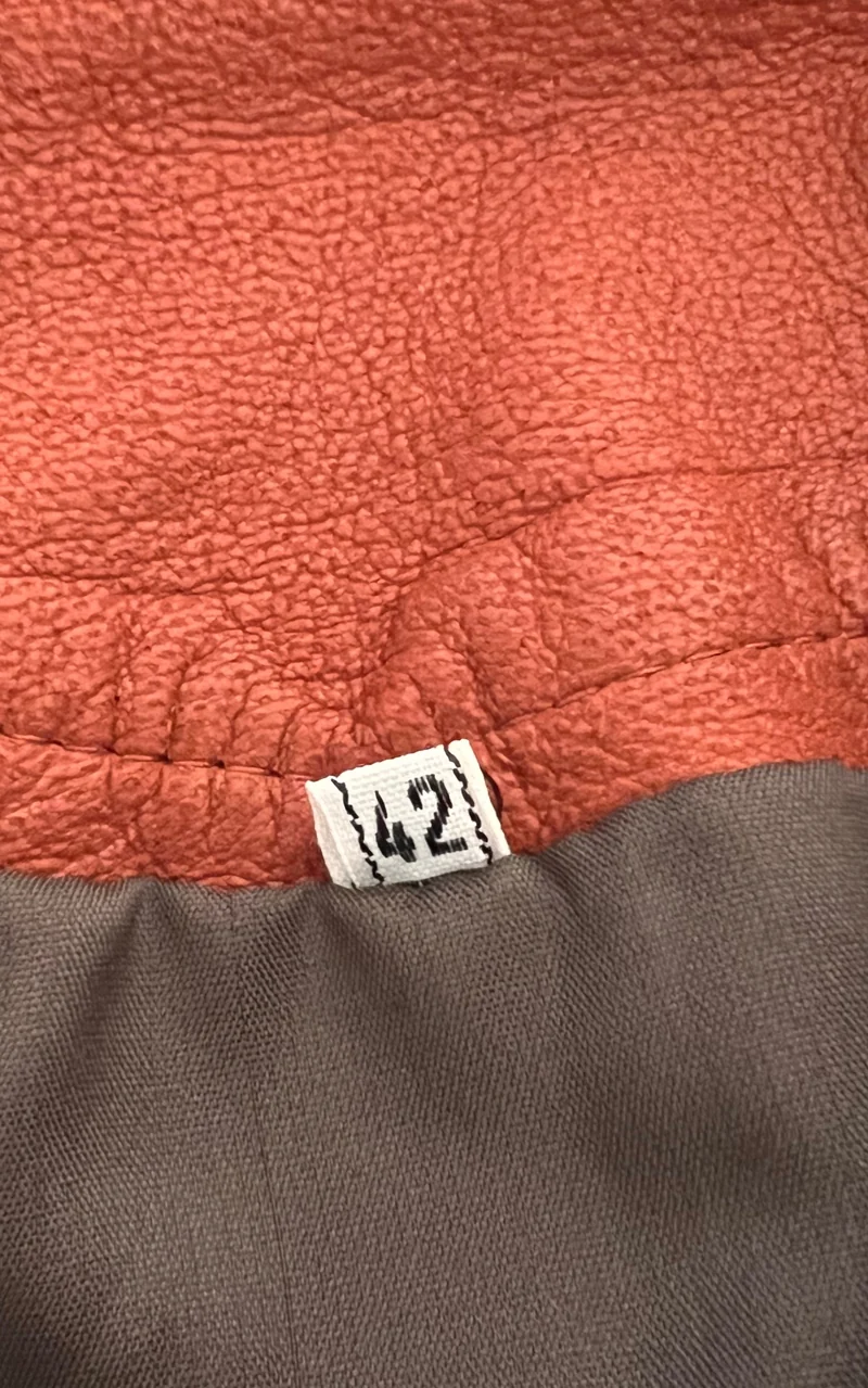 Vintage Leather Pencil Skirt Orange Brown