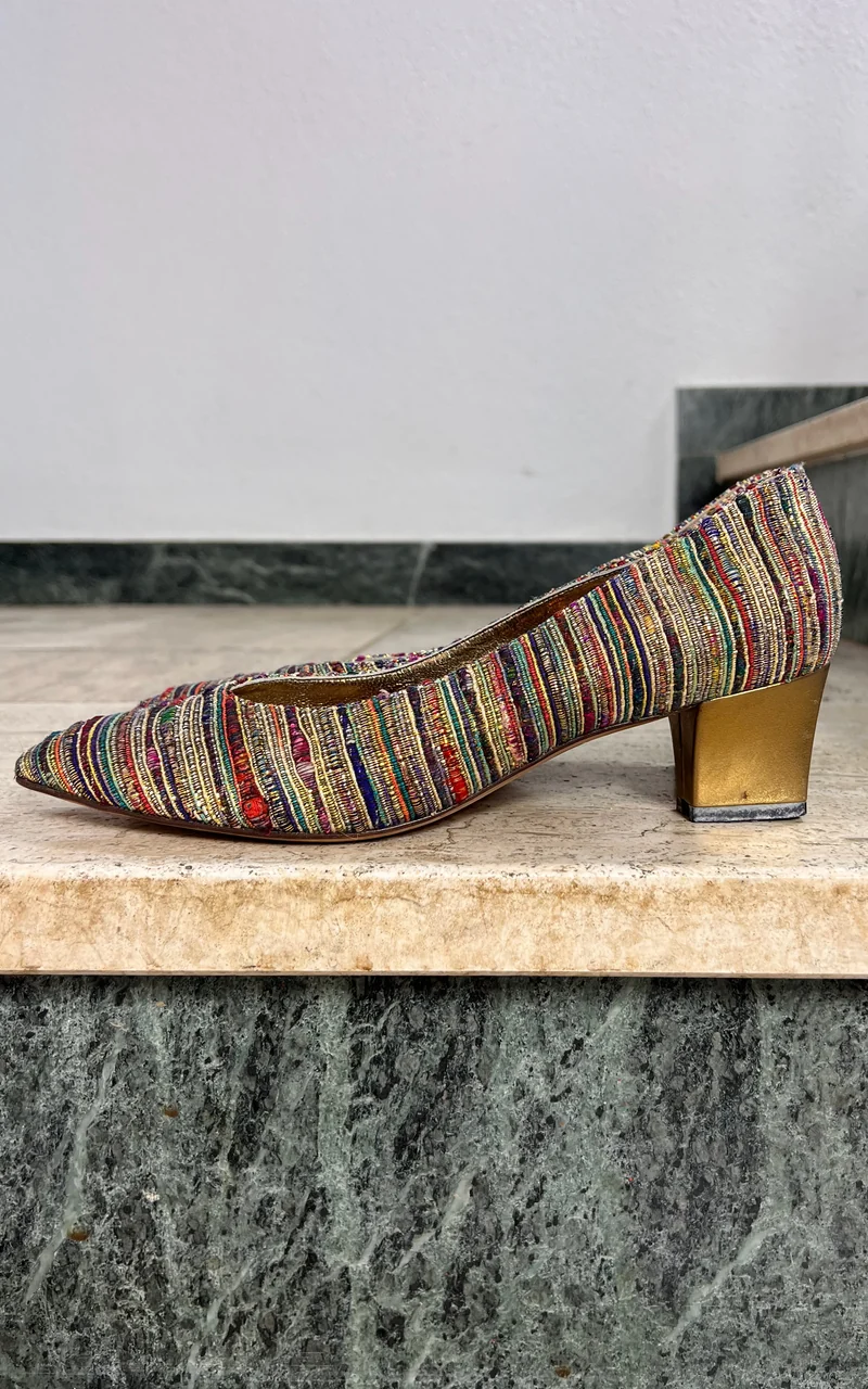 Vintage Gold Woven Bruno Magli Pumps 38,5
